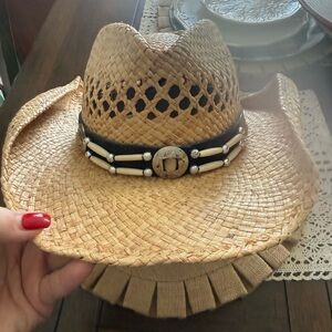 Stylish Tan Straw Cowboy Hat